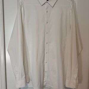 Express White Slim Fit Dress Shirt with Pointed Colla